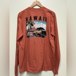 Crazy Shirts Hawaii Woody Vintage Car Chili Dyed Long Sleeve Shirt